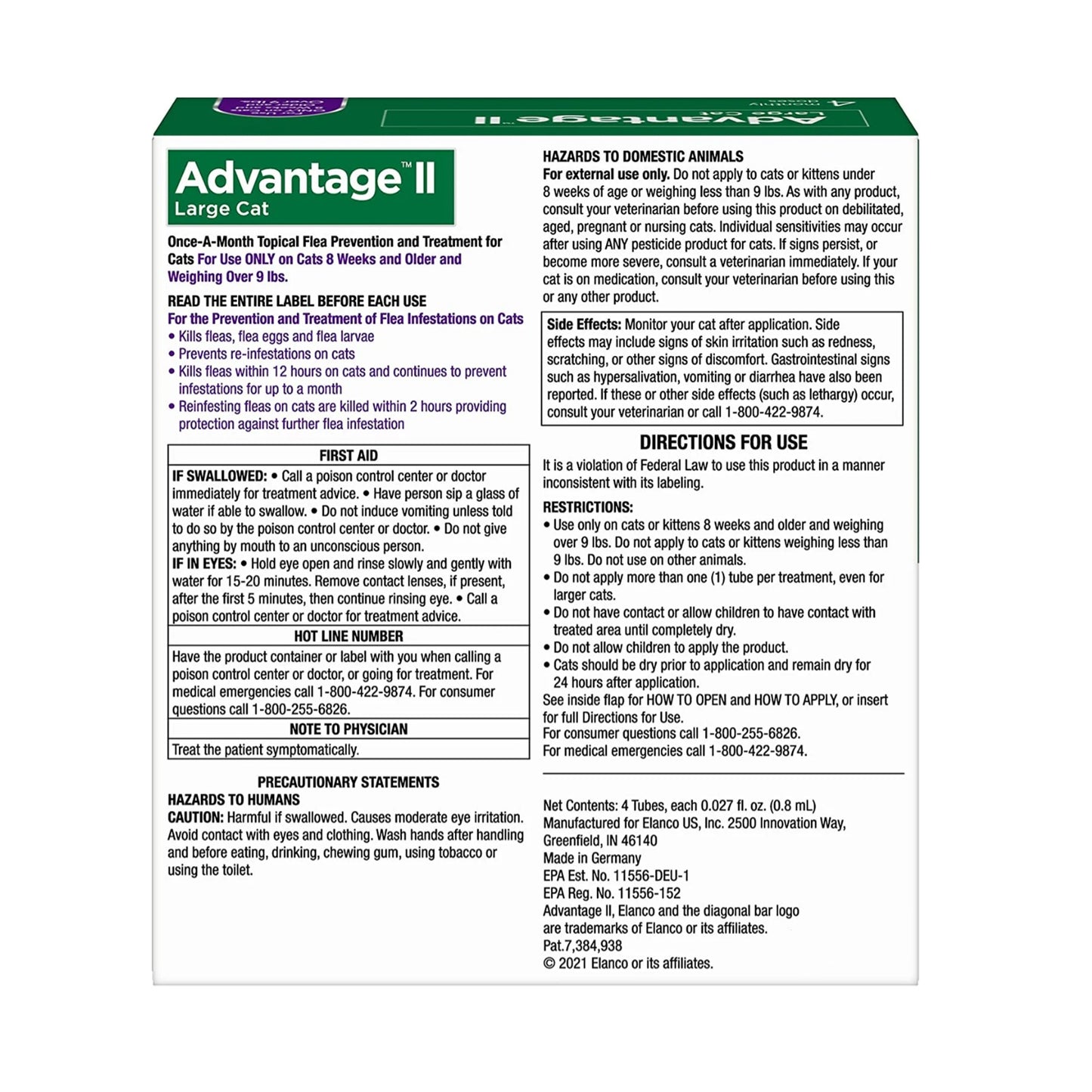 Advantage II Large Cat Flea Treatment Over 9 lbs 4 Doses-2