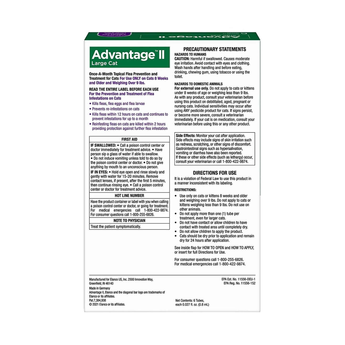 Advantage II Large Cat Flea Treatment Over 9 lbs 6 Doses-2