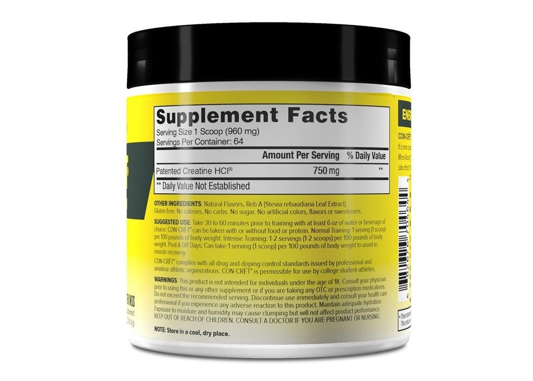 CON-CRET PATENTED CREATINE HCL LEMON-LIME 64 SERVINGS 2.2 Oz POWDER-3