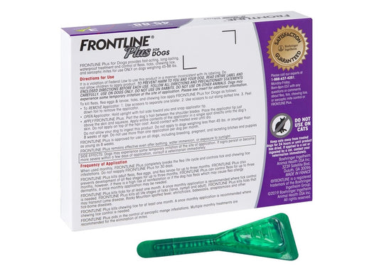 FRONTLINE PLUS FOR DOGS 45-88 Lbs. FLEA & TICK CONTROL TREATMENT 3 DOSES-2