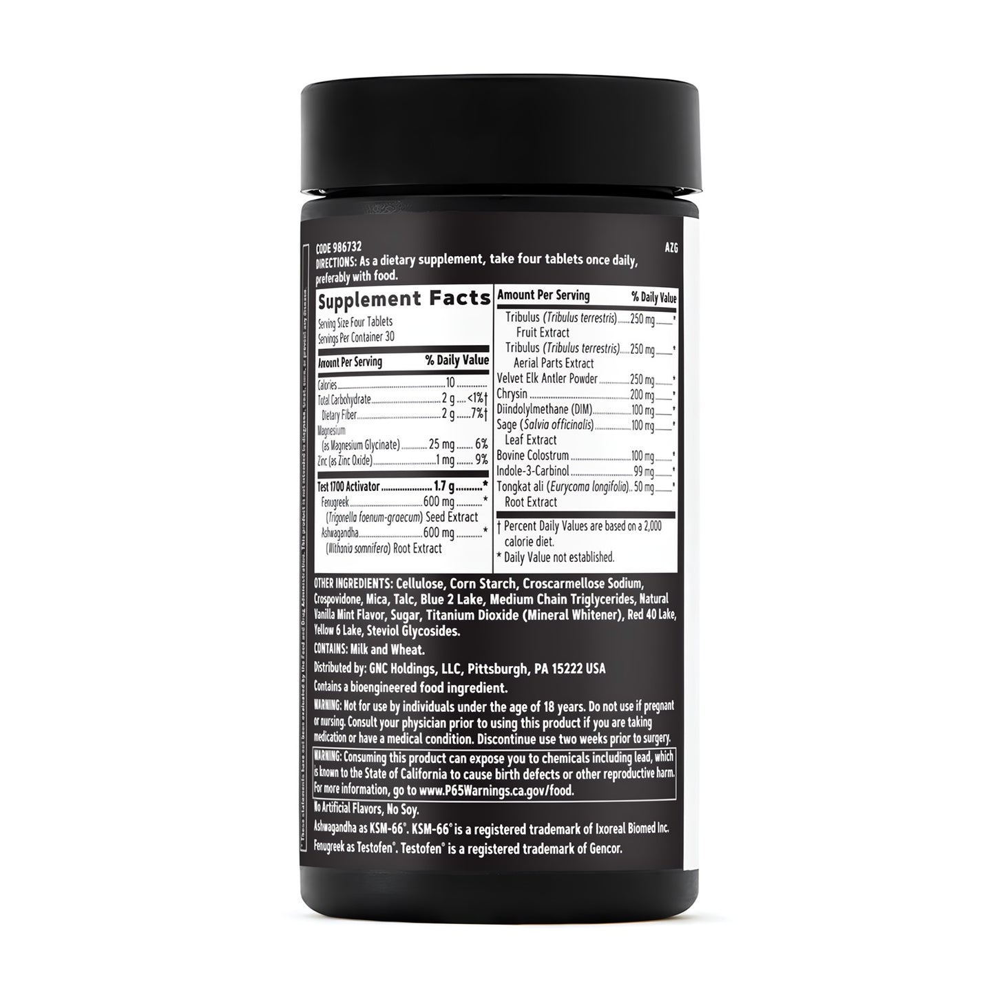 GNC AMP Test 1700 Testosterone Support Supplement 120 Tablets-2