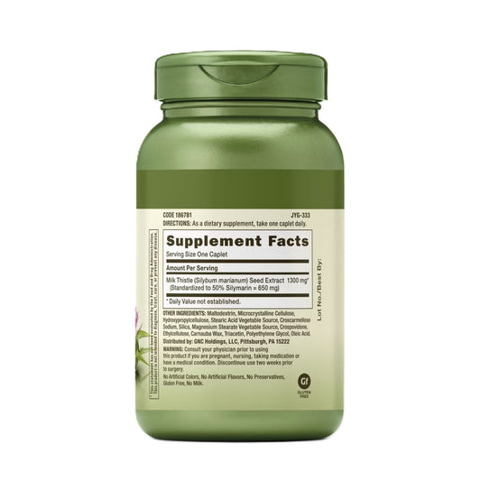 GNC Milk Thistle 1300mg Extra Strength – 120 Vegetarian Caplets-2