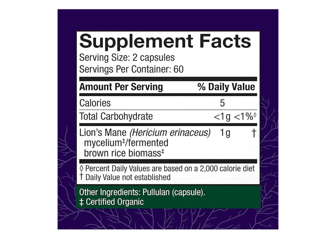 HOST DEFENSE MUSHROOMS LIONS MANE MEMORY & NERVE SUPPORT 120 VEGETARIAN CAPSULES-4