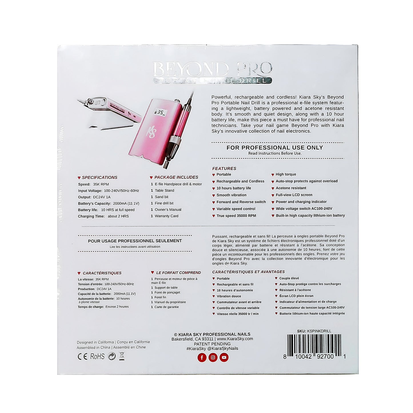 Kiara Sky Beyond Pro Portable Professional Nail Drill Pink-2