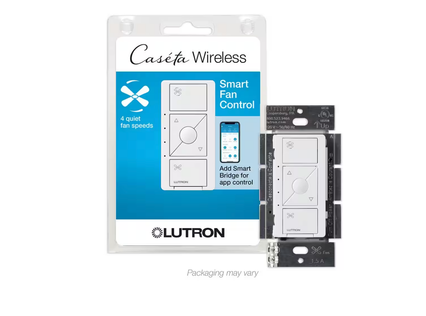 LUTRON CASETA WIRELESS FAN CONTROL PD-FSQN-WH-R WHITE CEILING-2
