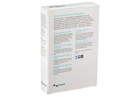 NUANCE DRAGON HOME 15 SPEECH RECOGNITION DVD SOFTWARE DC09A-GG4-15.0-2