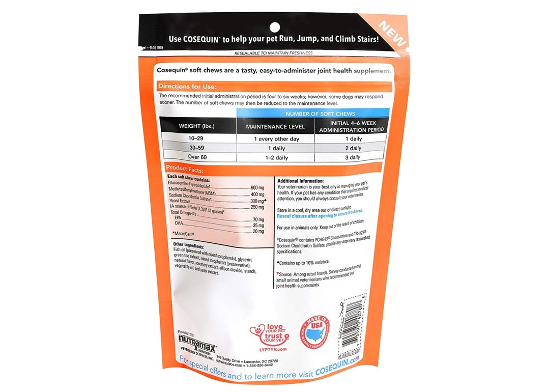 NUTRAMAX COSEQUIN SENIOR JOINT HEALTH SUPPLEMENT MAXIMUM STRENGTH 60 SOFT CHEWS-2