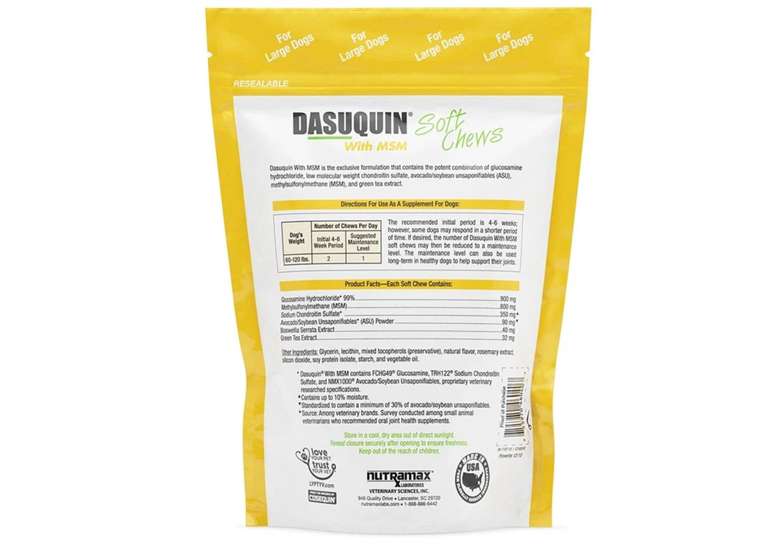 NUTRAMAX DASUQUIN WITH MSM JOINT HEALTH SUPPLEMENT FOR DOGS 60lb AND OVER 84 CHEWS-2