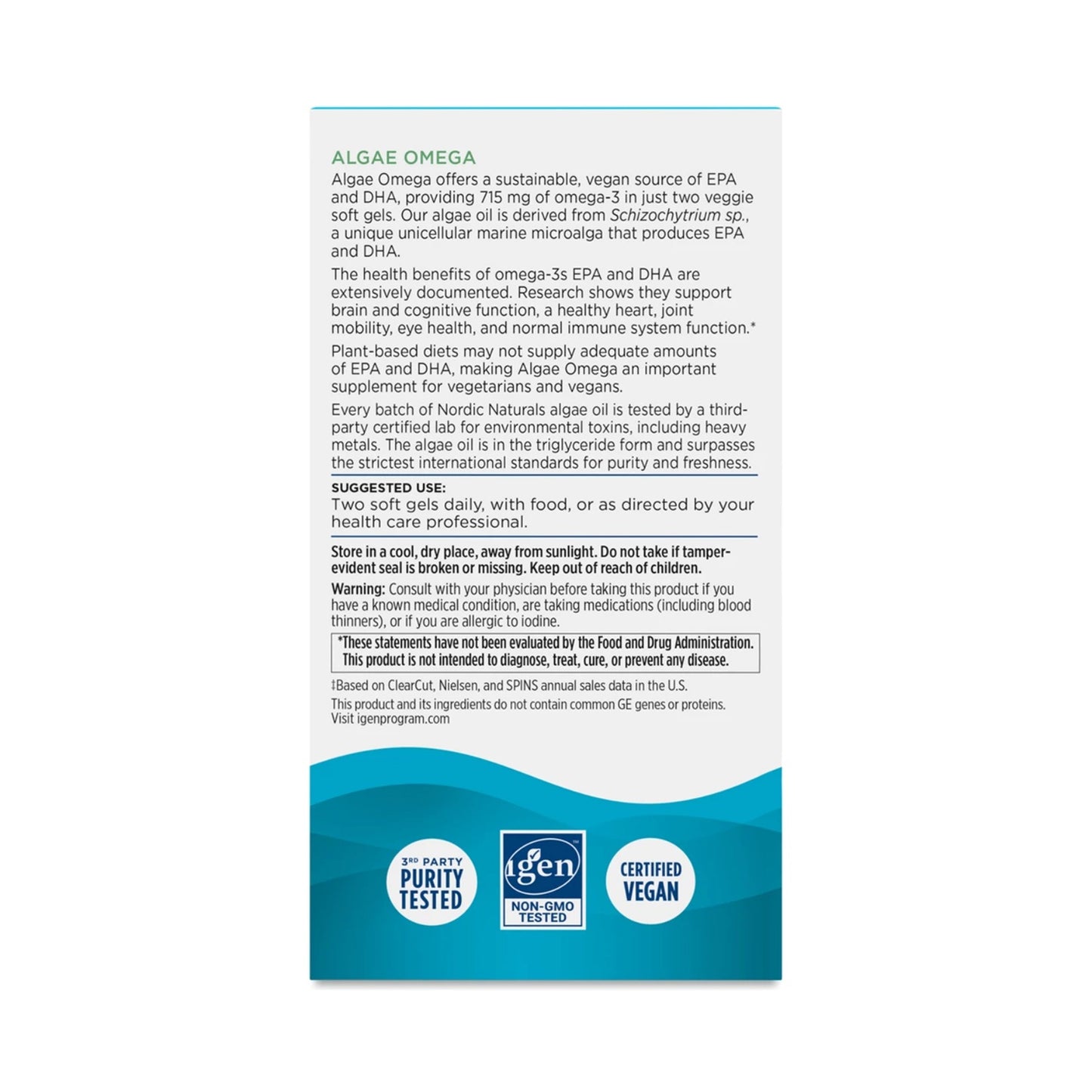 Nordic Naturals Algae Omega 715mg Omega-3 120 Soft Gels-6