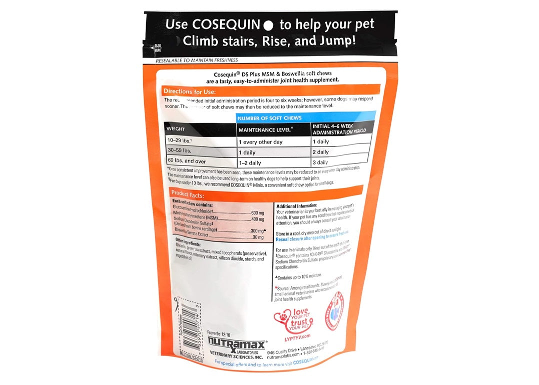 Nutramax Cosequin DS MSM & Boswellia - Supplement for Dogs, 60 Chews, Daily Care-2