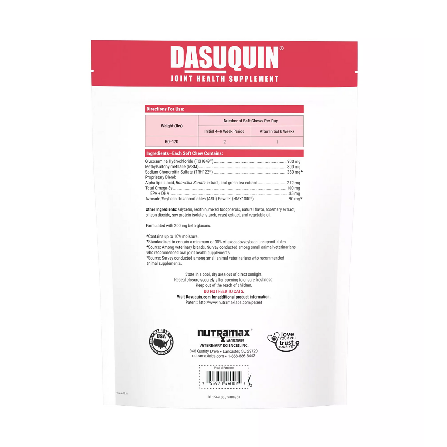 Nutramax Dasuquin Joint Health Supplement SENIOR Large Dogs 60lb and Over 84 Soft Chews-2