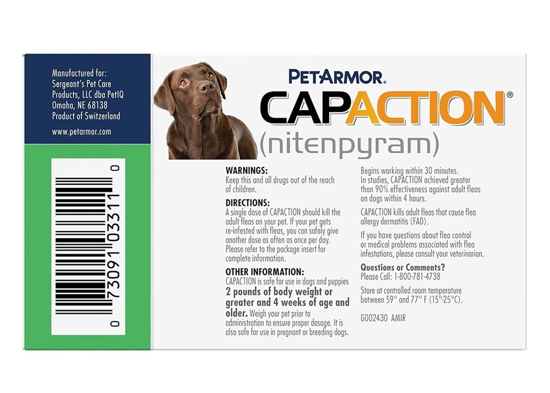 PETARMOR CAPACTION FLEA TREATMENT CONVENIENT ORAL 6 TABLETS FOR DOGS OVER 25 LBS-2