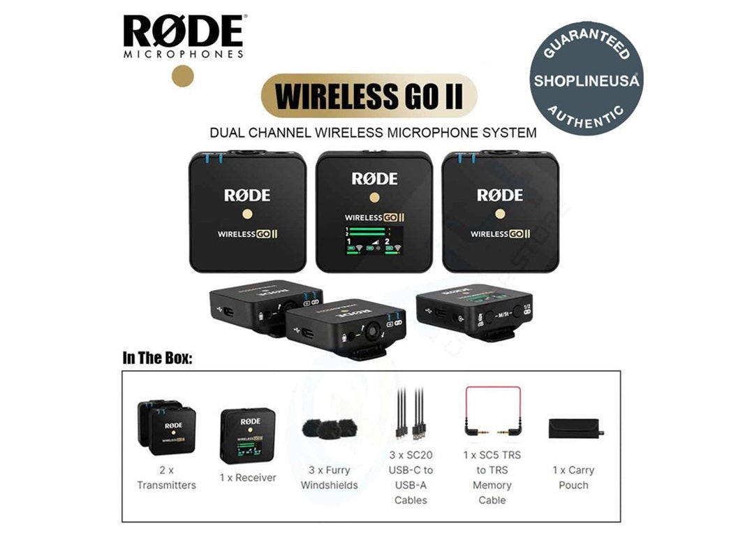 RODE WIRELESS GO II DUAL CHANNEL COMPACT WIRELESS MICROPHONE SYSTEM WIGO2.5-4