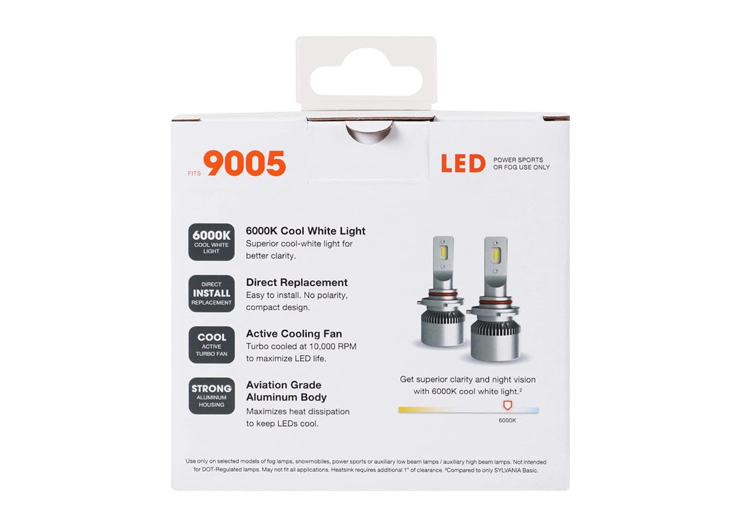 SYLVANIA 9005 LED Fog & PowerSports Bulb, 2 Pack - 9005SL.BX2-2