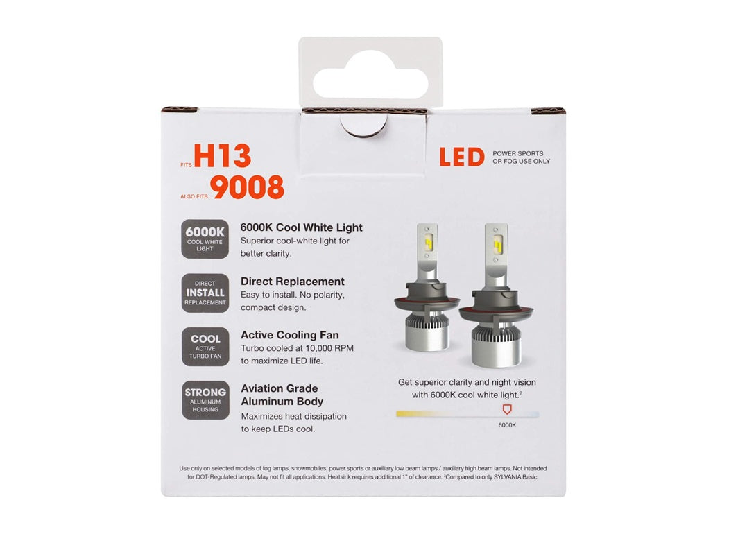 SYLVANIA H13 9008 LED Fog & PowerSports Bulb, 2 Pack - H13SL.BX2-2