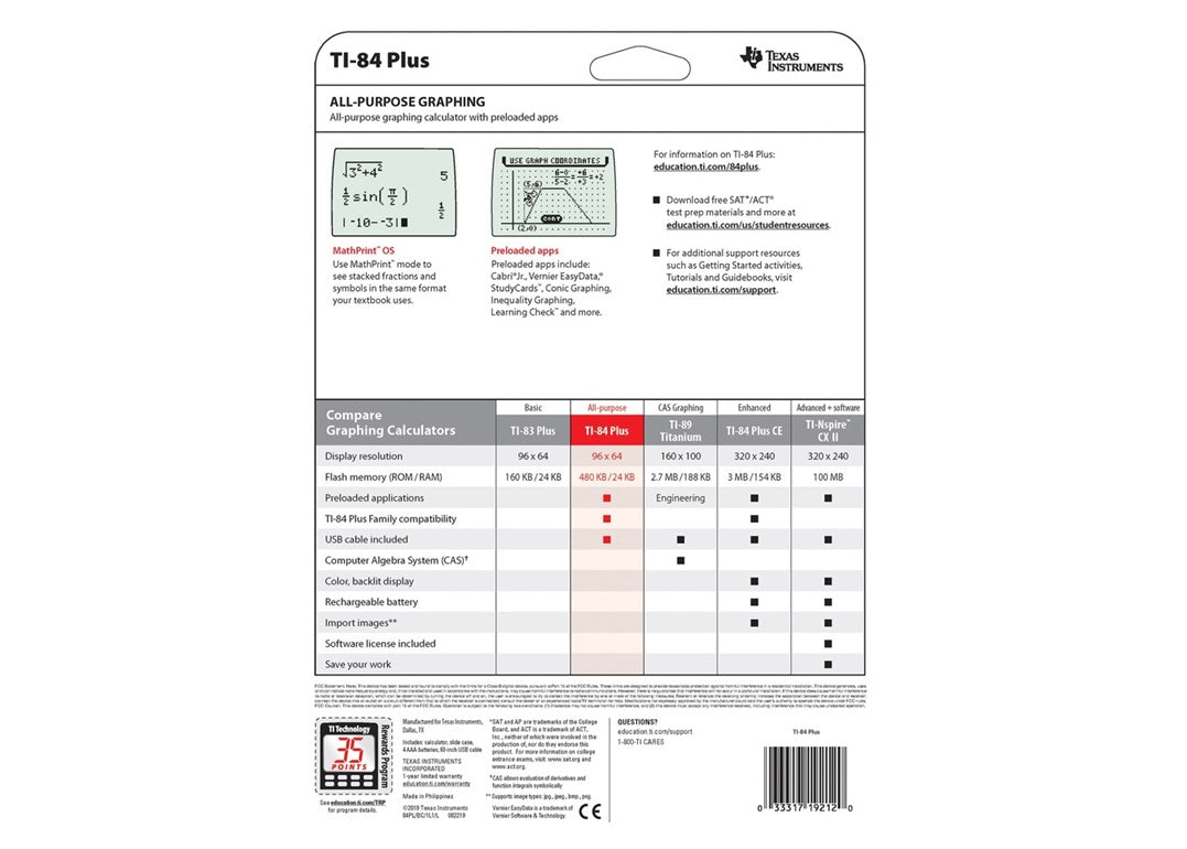 TEXAS INSTRUMENTS TI-84 PLUS ALL-PURPOSE CALCULATOR BLACK-2