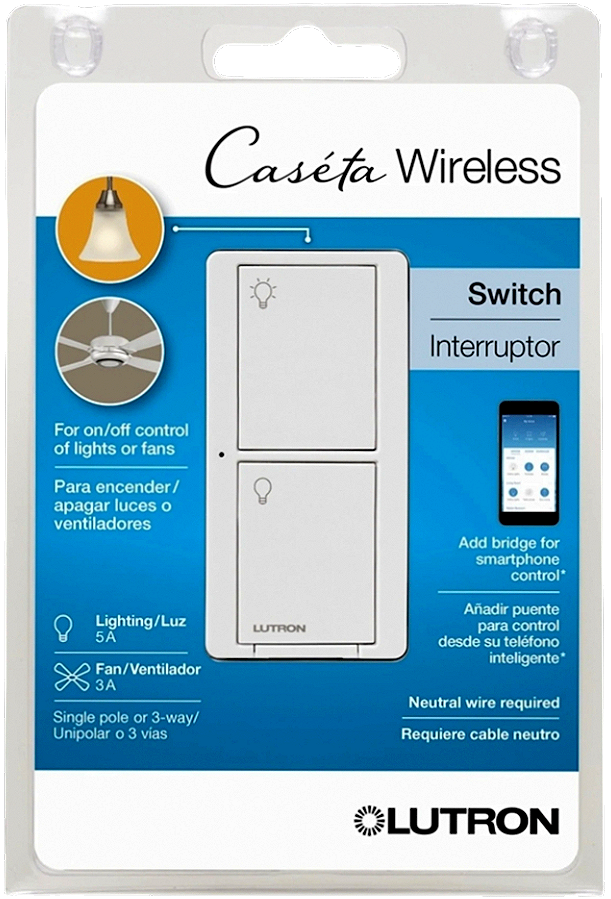LUTRON CASETA WIRELESS SWITCH PD-5ANS-WH-R WHITE LIGHTING FAN