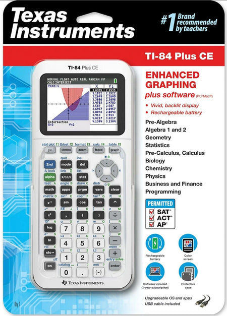 TEXAS INSTRUMENTS TI-84 PLUS CE GRAPHING CALCULATOR WHITE