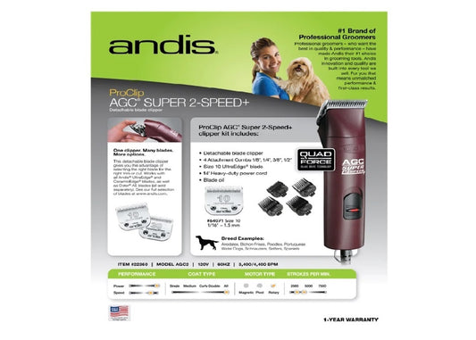ANDIS AGC2 SUPER DUTY 22360 PROCLIP 2 SPEED DETACHABLE BLADE CLIPPER-2