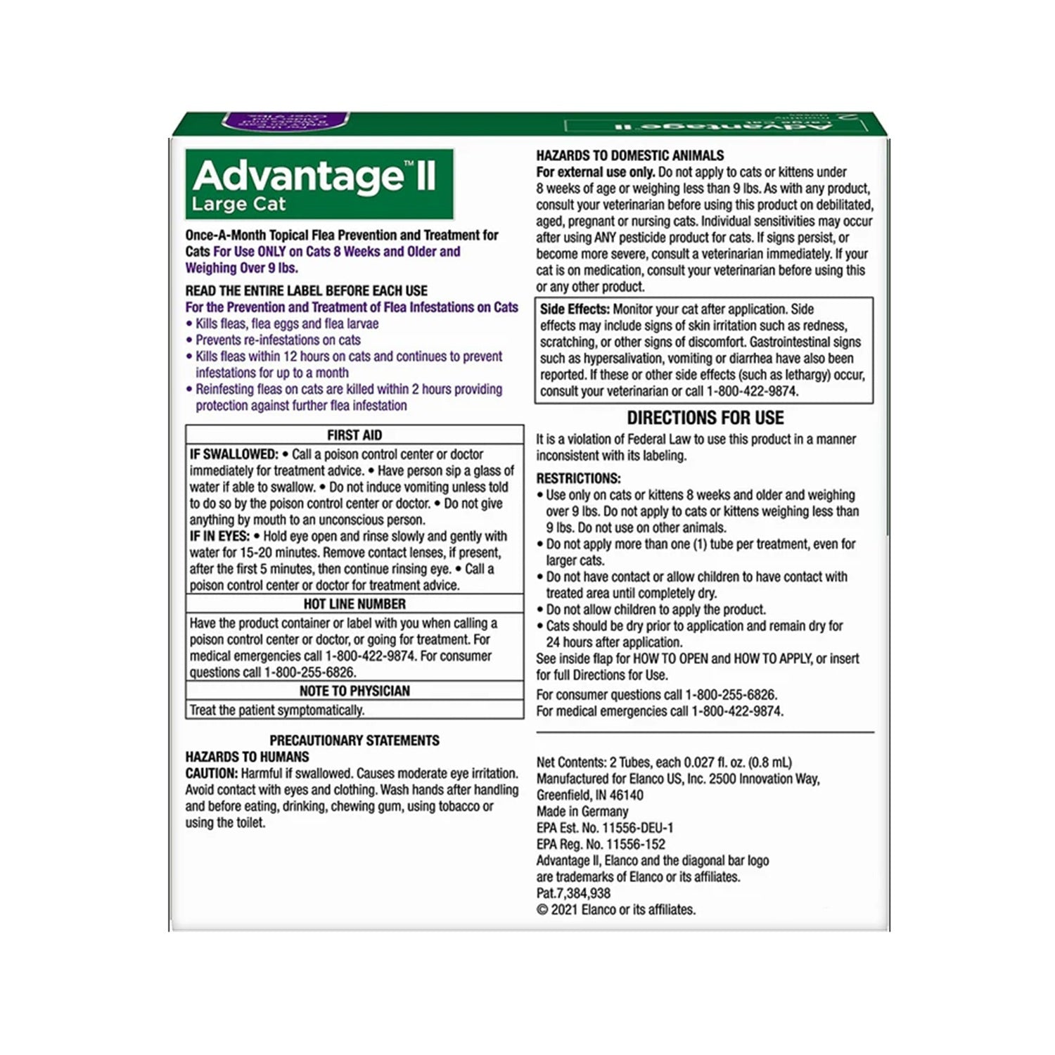 Advantage II Large Cat Flea Treatment Over 9 lbs 2 Doses-2