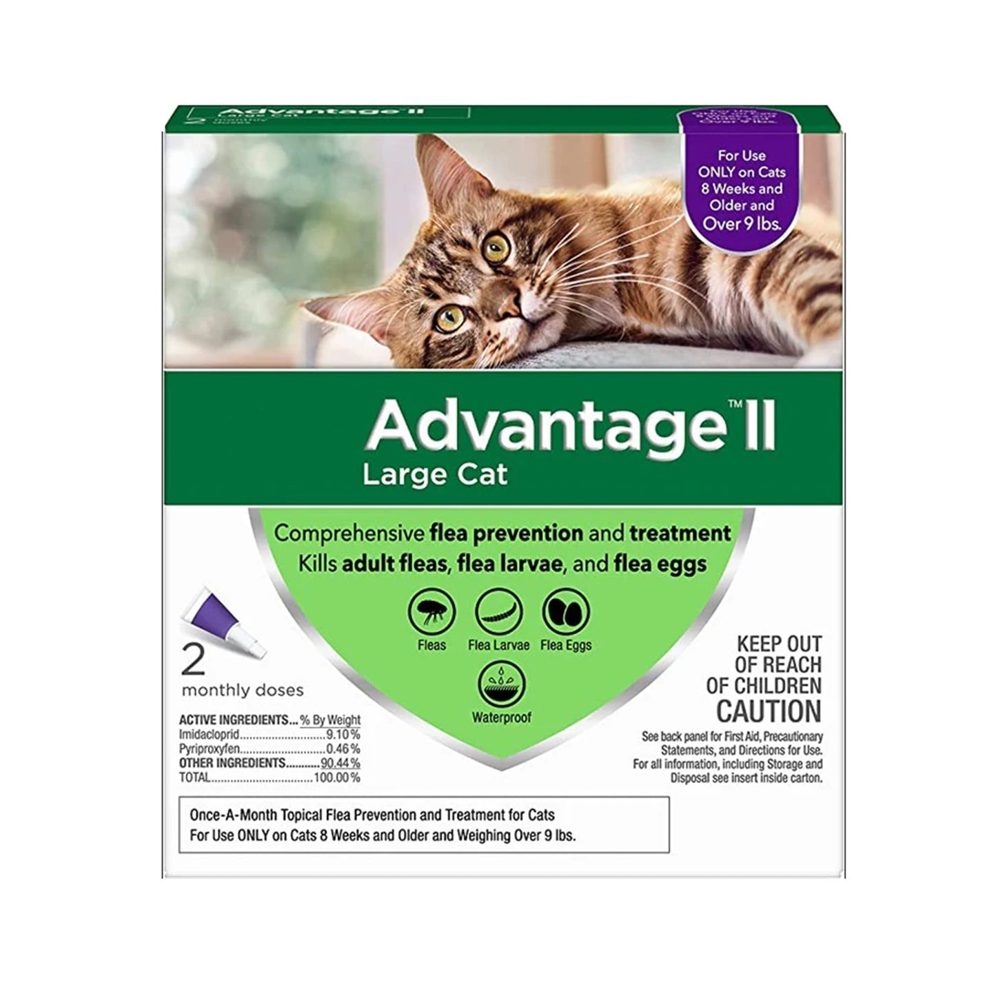 Advantage II Large Cat Flea Treatment Over 9 lbs 2 Doses