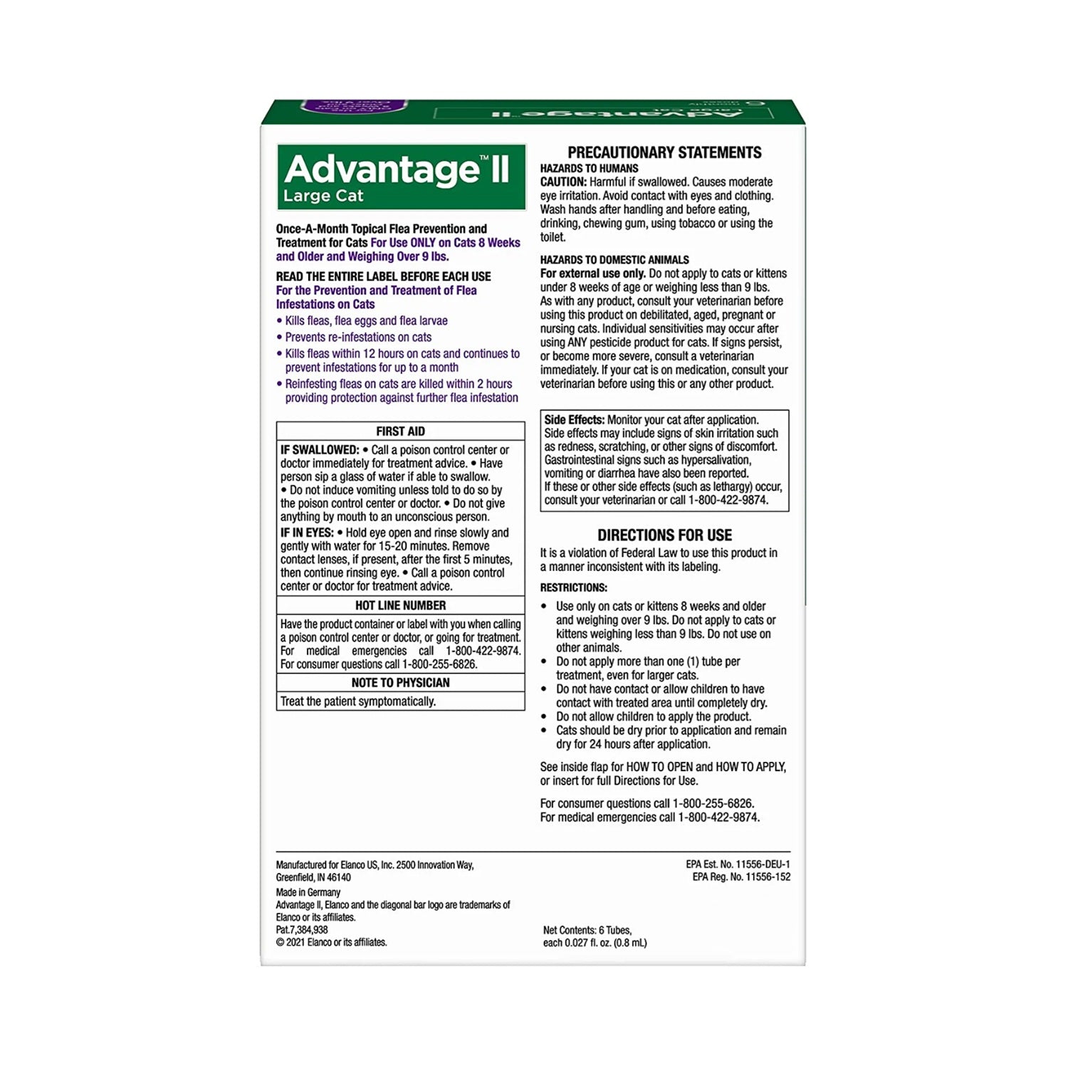Advantage II Large Cat Flea Treatment Over 9 lbs 6 Doses-2