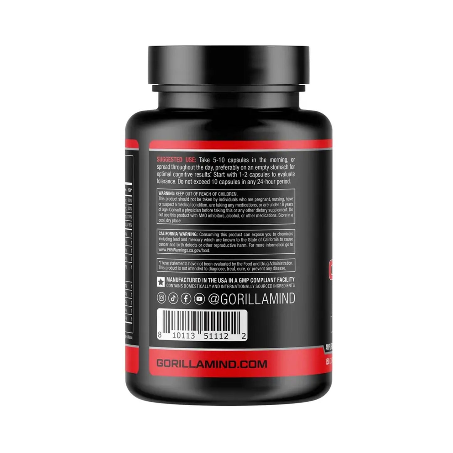 Gorilla Mind Nootropic 150 Capsules Focus Energy Brain Support-3