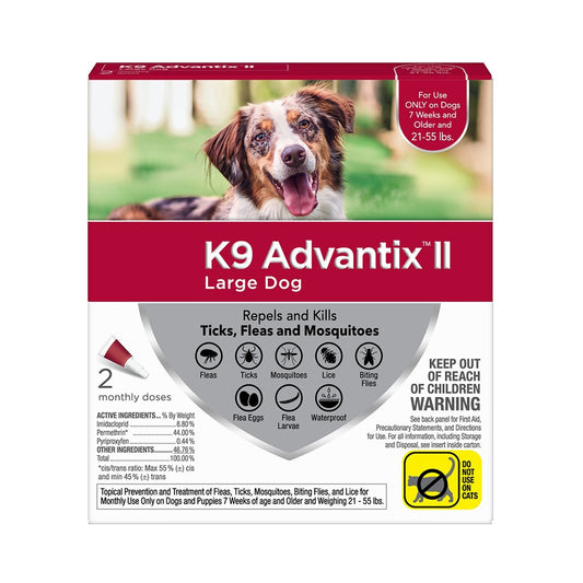 K9 Advantix II Large Dog 21–55 lbs Flea & Tick Treatment 2 Doses