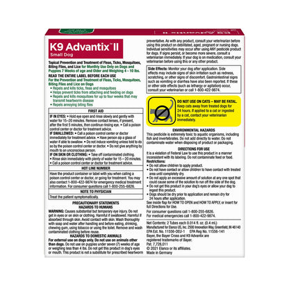 K9 Advantix II Small Dog 4-10 lbs Flea Treatment 2 Doses-2