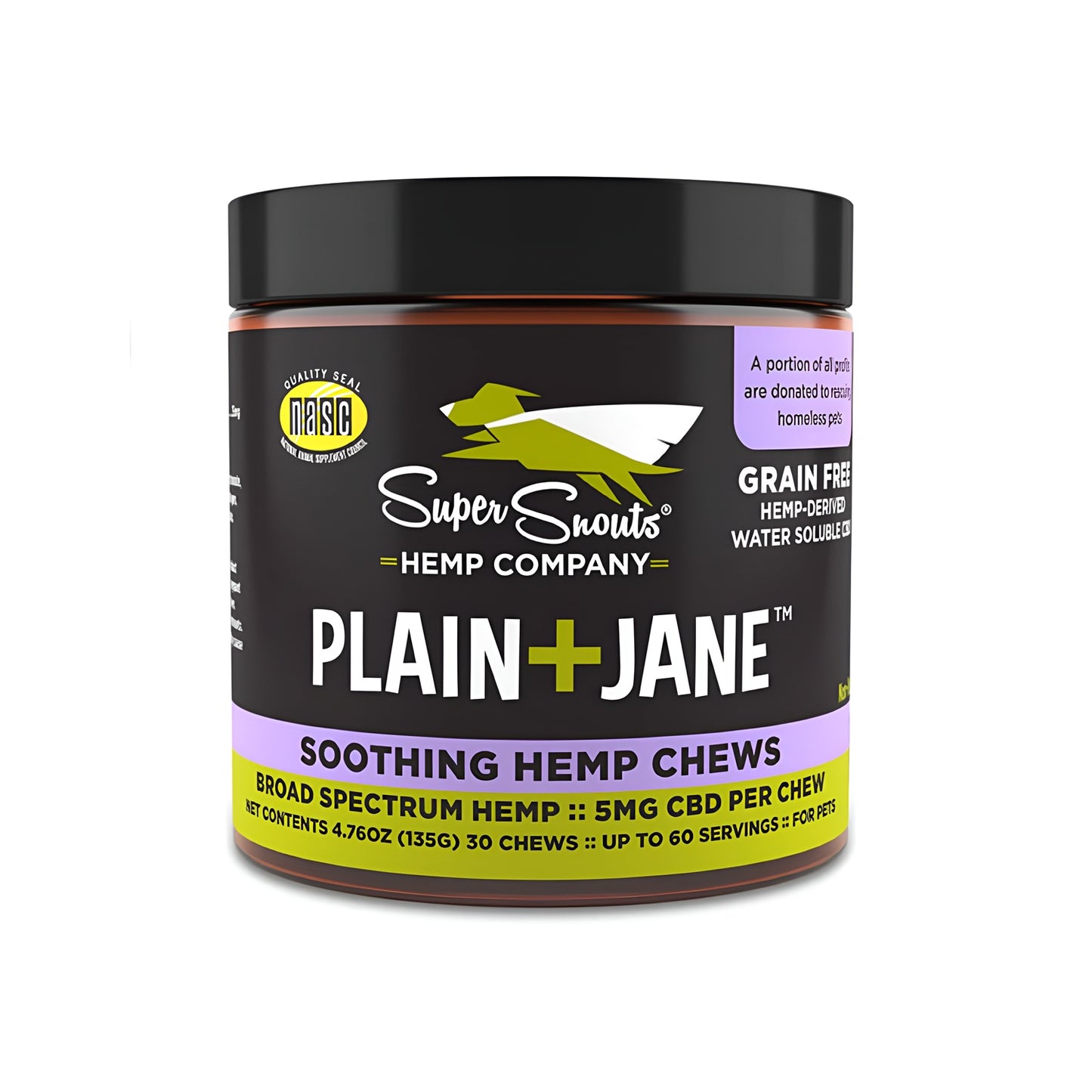 SUPER SNOUTS Plain & Jane Soothing Hemp Chews Dogs & Cats 30 Chews