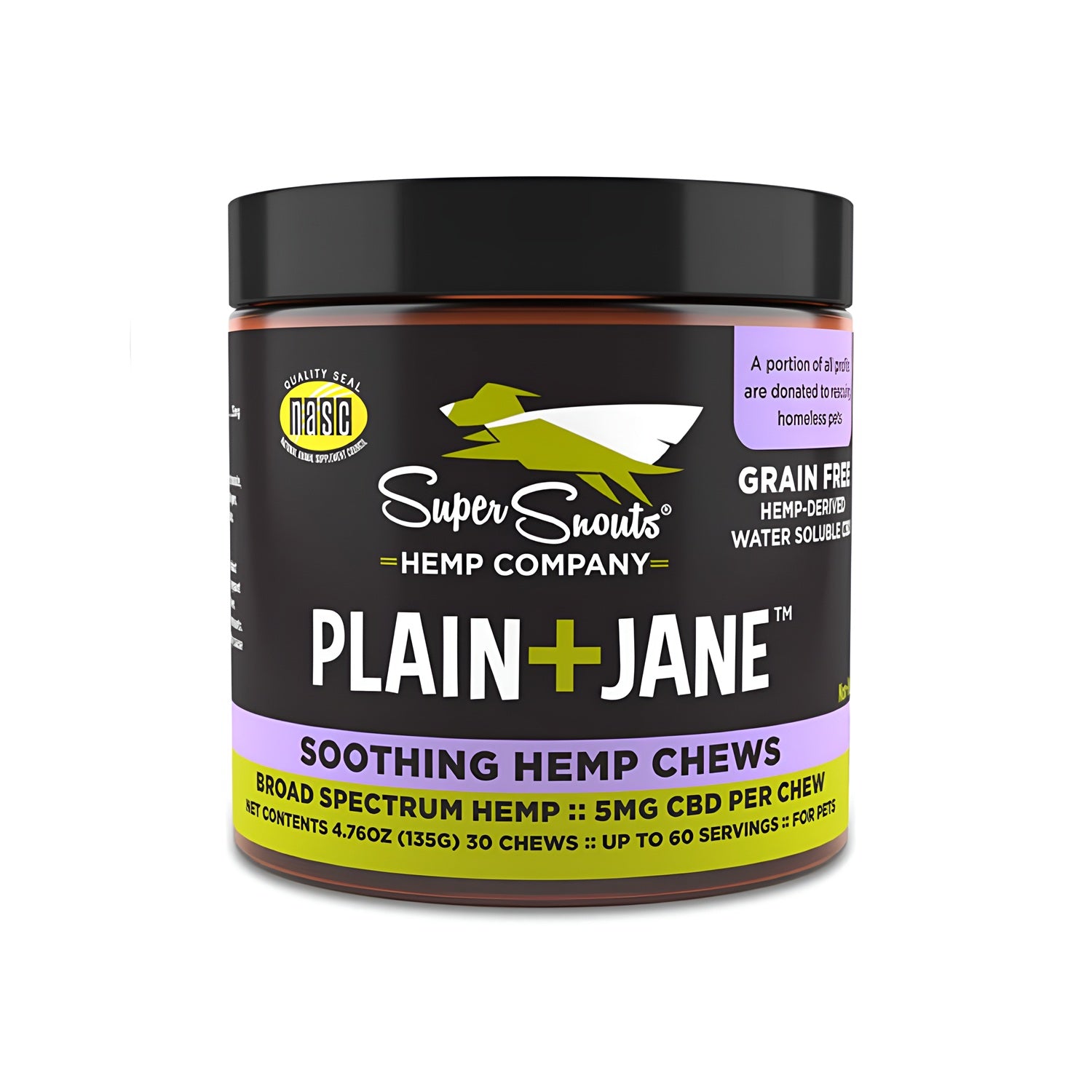 SUPER SNOUTS Plain & Jane Soothing Hemp Chews Dogs & Cats 30 Chews