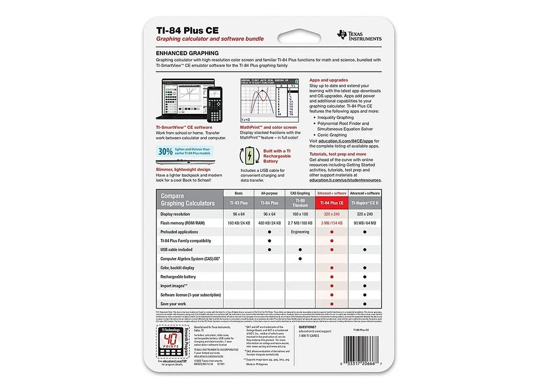 Ti 84 Table Texas Instruments TI-84 Plus Ce Graphing Calculator Black – ShopLineUSA