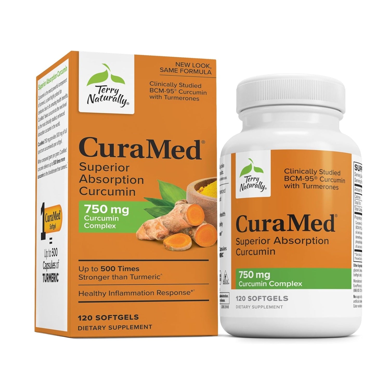 Curamed Terry Naturally CuraMed 750mg Superior Absorption Curcumin 120 Softgel ...