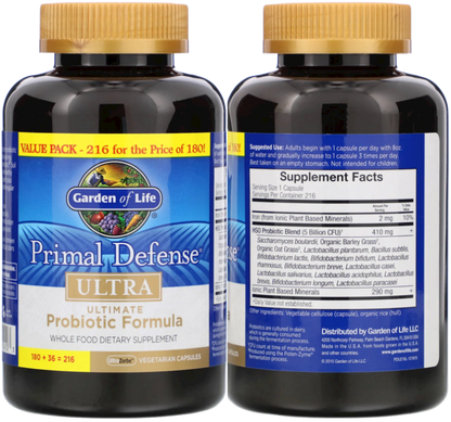 GARDEN OF LIFE PRIMAL DEFENSE ULTRA ULTIMATE PROBIOTIC 216 CAPSULE-3
